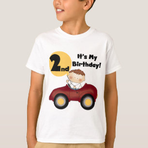 Garçon en voiture rouge 2e Anniversaire Tshirts et