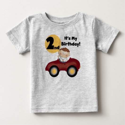 Garçon en voiture rouge 2e Anniversaire Tshirts et (Devant)
