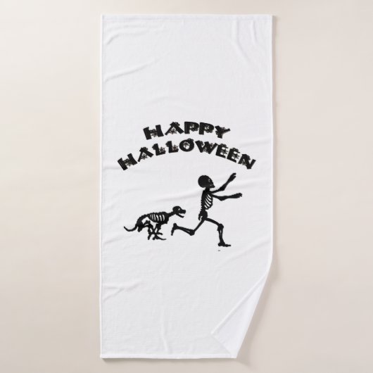 Garçon et chien d'Halloween (Serviette de bain)