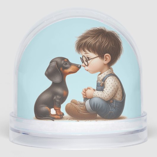 Garçon et chiot Dachshund (Avant)