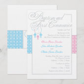 Garçon et invitation de baptême et de communion de (Devant / Derrière)