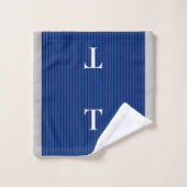 Garçon Monogrammé Rayé Bleu Luxe  (Gant de toilette)