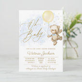 Garçon Oh Bébé Ours Balloon Baby shower Invitation (Debout devant)