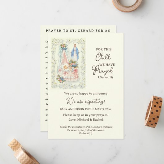 Garçon ou fille Faire-part de grossesse (Devant/Arrière en situation)