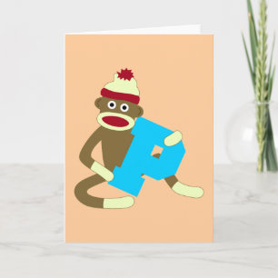 Garçon P de monogramme de singe de chaussette