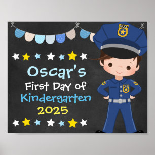 Garçon Policier Premier Jour d'École Tableau Noir