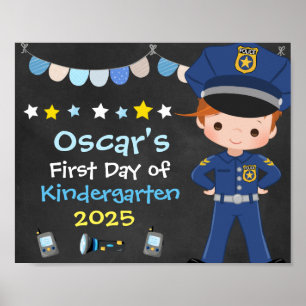 Garçon Policier Premier Jour d'École Tableau Noir