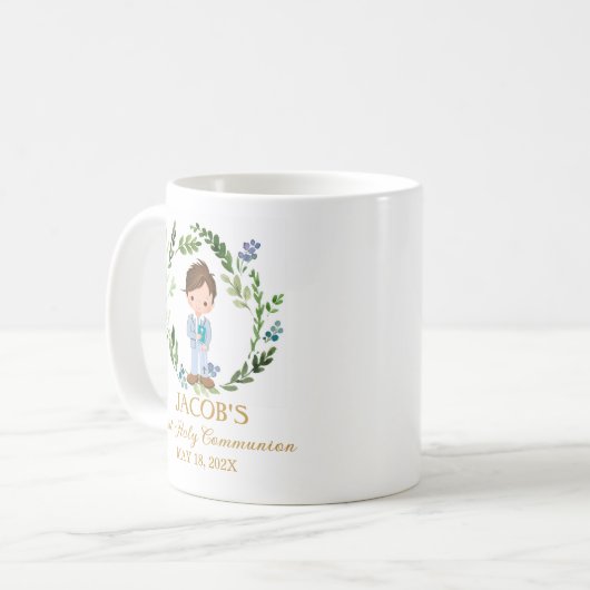 Garçon Première Communion Mug Faveurs religieuses (Devant gauche)
