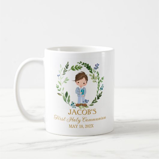 Garçon Première Communion Mug Faveurs religieuses (Gauche)