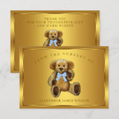 Garçon Teddy Oear Baby shower Merci Cartes (Devant / Derrière)