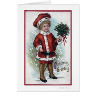 Garçon tenant un boisseau de houx