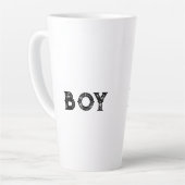 Garçon texte nom Mug Latte Couleur Texte Noir (Angle gauche)