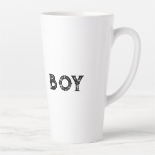Garçon texte nom Mug Latte Couleur Texte Noir
