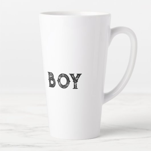 Garçon texte nom Mug Latte Couleur Texte Noir (Droite)