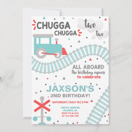 Garçon train 2ème invitation de deuxième anniversa (Devant)