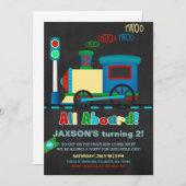 Garçon train 2ème invitation de deuxième anniversa (Devant / Derrière)