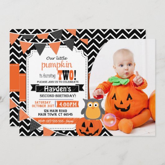Garçons 2e anniversaire Halloween Invitation (Devant / Derrière)