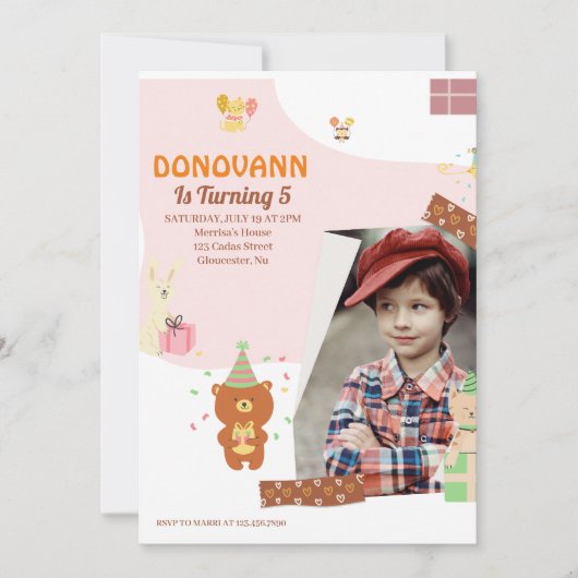 Garçons 5e fête d'anniversaire, Cartes de couleurs (Devant)