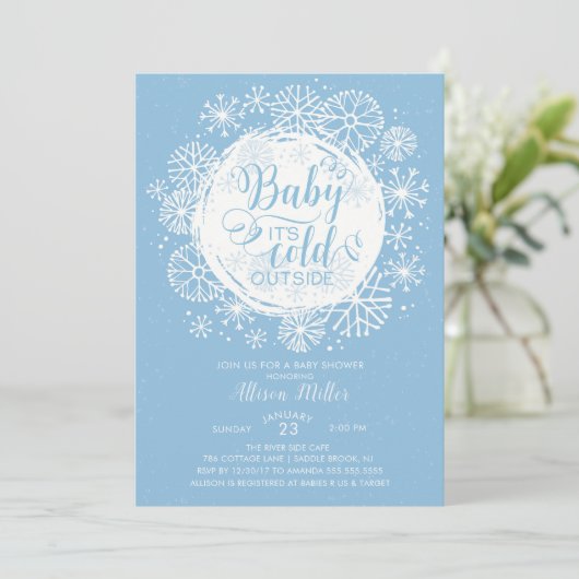 Garçons Bébé Il fait froid dehors Invitation (Debout devant)