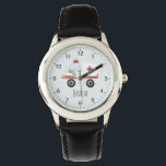 Garçons Bleu mignon Docteur Ambulance Enfants<br><div class="desc">Cette montre mignonne et moderne comporte un dessin d'ambulance et un endroit où vous pouvez ajouter le nom de votre garçon. Parfait pour tout enfant rêvant d'être médecin ou ambulancier ! Avec des chiffres clairs et un arrière - plan bleu, cette montre est idéale pour un petit qui apprend à...</div>