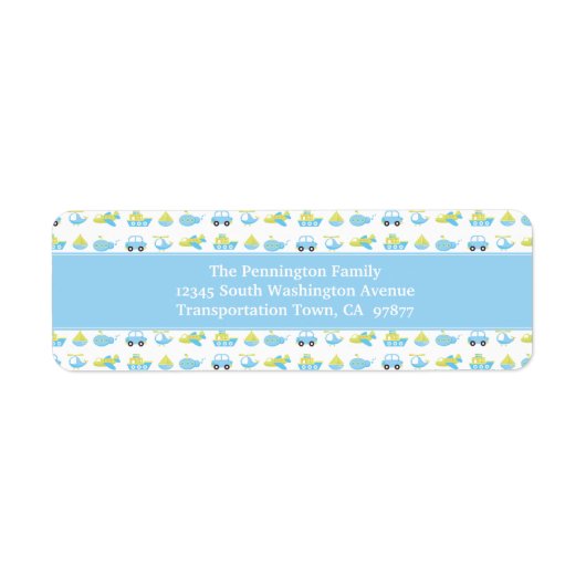 Garçons bleu temps de voyage étiquette de adresse (Devant)