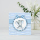 Garçons Blue Elephant Baby Shower Invitations (Debout devant)