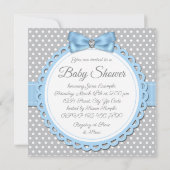 Garçons Blue Grey Elephant Baby Shower Invitations (Dos)