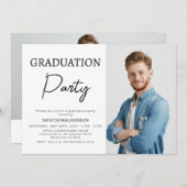 Garçons Calligraphie minimaliste Invitation de gra (Devant / Derrière)