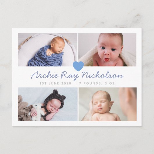 Garçons carte faire-part de naissance avec photo m (Devant)