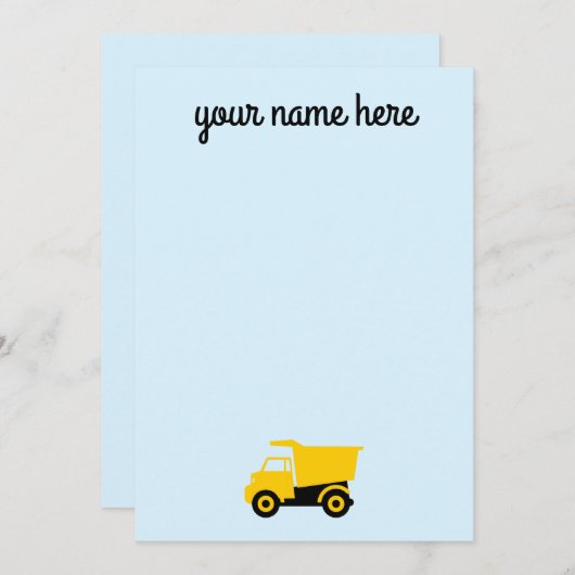 Garçons Cartes pour notes de camions de constructi (Devant / Derrière)