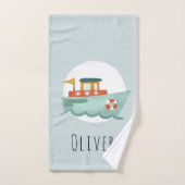 Garçons Cute and Modern Blue Boat Kids (Serviette à main)