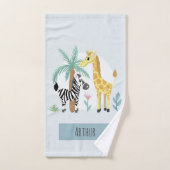 Garçons Cute Jungle Safari Animaux Zèbre & Nom Enf (Serviette à main)