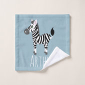 Garçons Cute Jungle Safari Animaux Zèbre & Nom Enf (Gant de toilette)