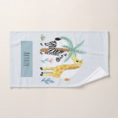 Garçons Cute Jungle Safari Animaux Zèbre & Nom Enf (Serviette à main)