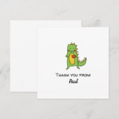 garçons dinosaure merci autocollant carte de fête (Devant / Derrière)