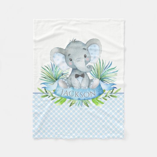 Garçons Eléphant Personnalisé Couverture bébé (Devant)