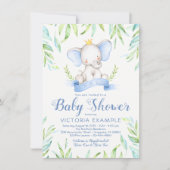 Garçons Elephant Prince Baby Shower Invitations (Devant)