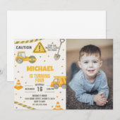 Garçons en construction Invitation d'anniversaire (Devant / Derrière)
