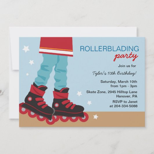 Garçons faisant du roller des invitations de fête (Devant)