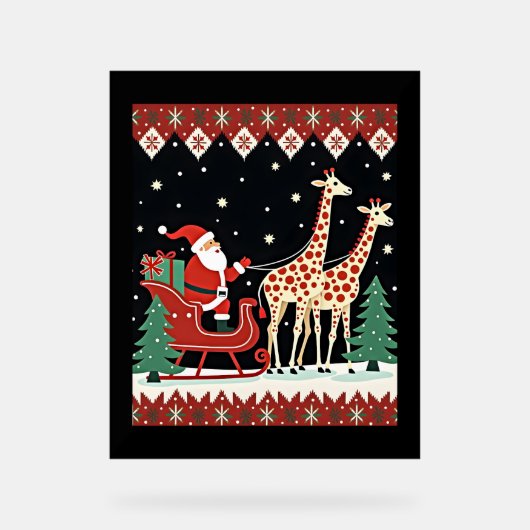 Garçons Filles Santa Claus équitation Giraffe Slei (Recto)