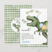 Garçons Green Roar Dinosaur Carte de remerciements (Devant / Derrière)