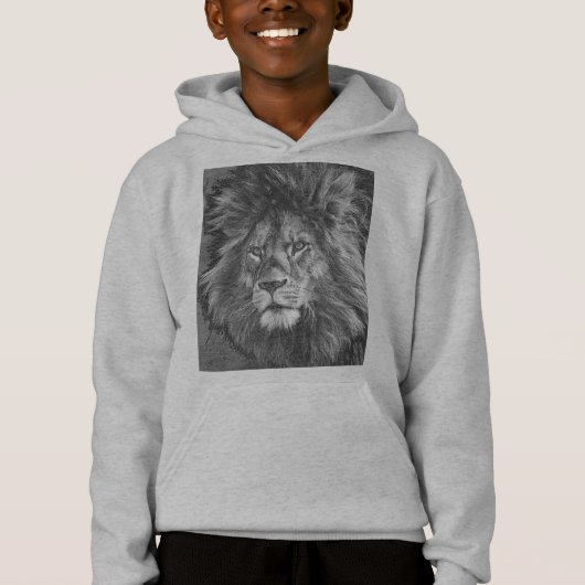 Garçons Gris Sweat - shirt à capuche Animal Lion V (Devant)