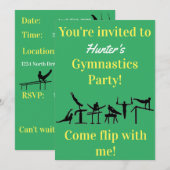 Garçons Gymnastique Invitations de fête d'annivers (Devant / Derrière)