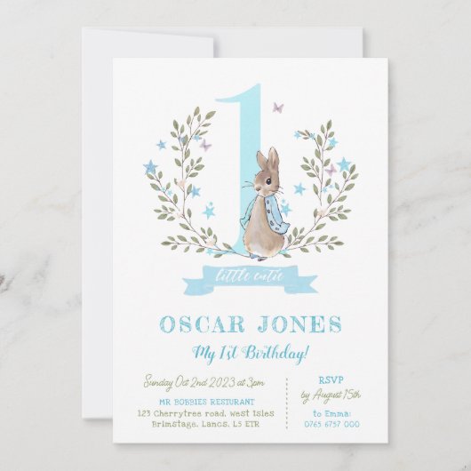 Garçons invitation de premier anniversaire, Peter  (Devant)