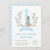 Garçons invitation de premier anniversaire, Peter  (Devant / Derrière)