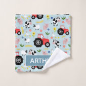 Garçons Joli et moderne tracteur de ferme et nom E (Gant de toilette)