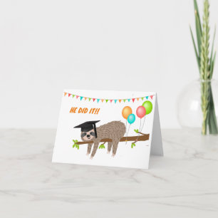 Garçons Jote Sloth Graduation Invitation