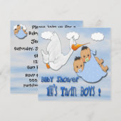 Garçons jumeaux - invitations de baby shower de (Devant / Derrière)