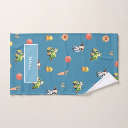 Garçons mignons et modernes ferme Nom du Motif Enf (Serviette à main)