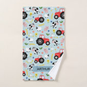Garçons mignons et modernes ferme Nom du Motif Enf (Serviette à main)